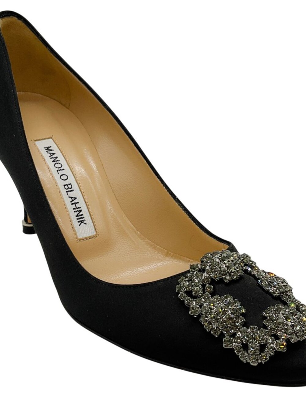 Manolo Blahnik Black Satin Hangisi Pumps